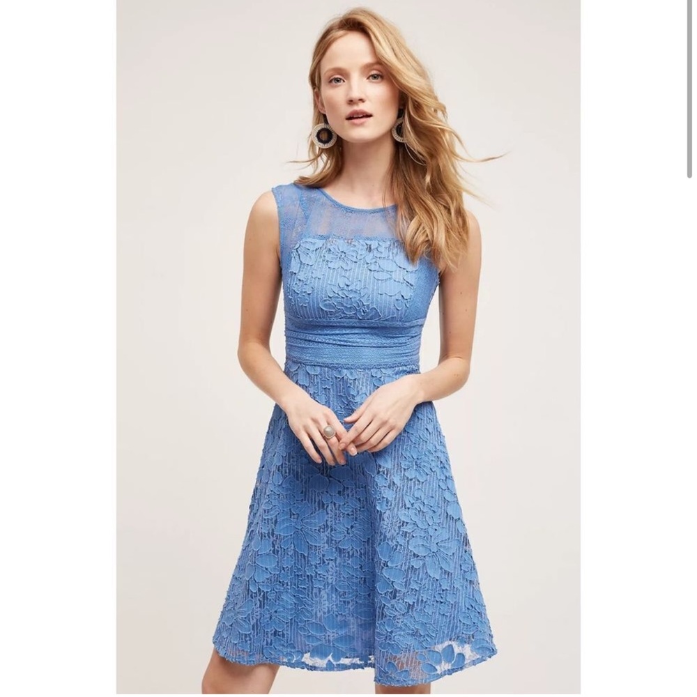 Anthropologie Moulinette Soeurs Liliflora Dress Blue size 2